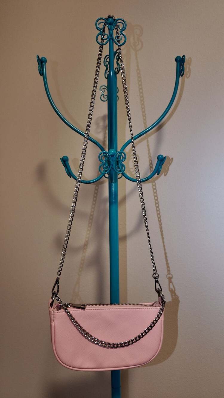 Bershka Light Pink Saffiano Faux Leather Convertible Mini Crossbody Bag